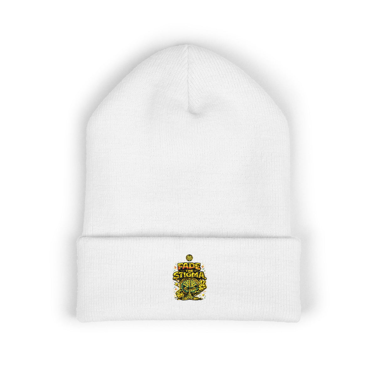Inside Out Mindset Embroidered Cuffed Beanie White