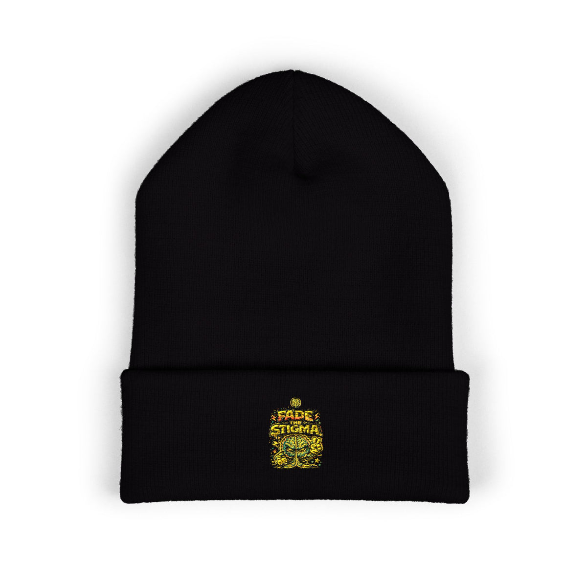 Inside Out Mindset Embroidered Cuffed Beanie Black