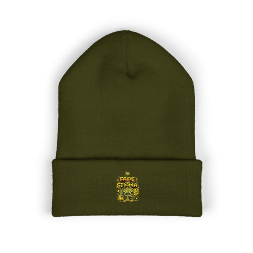 Inside Out Mindset Embroidered Cuffed Beanie Olive